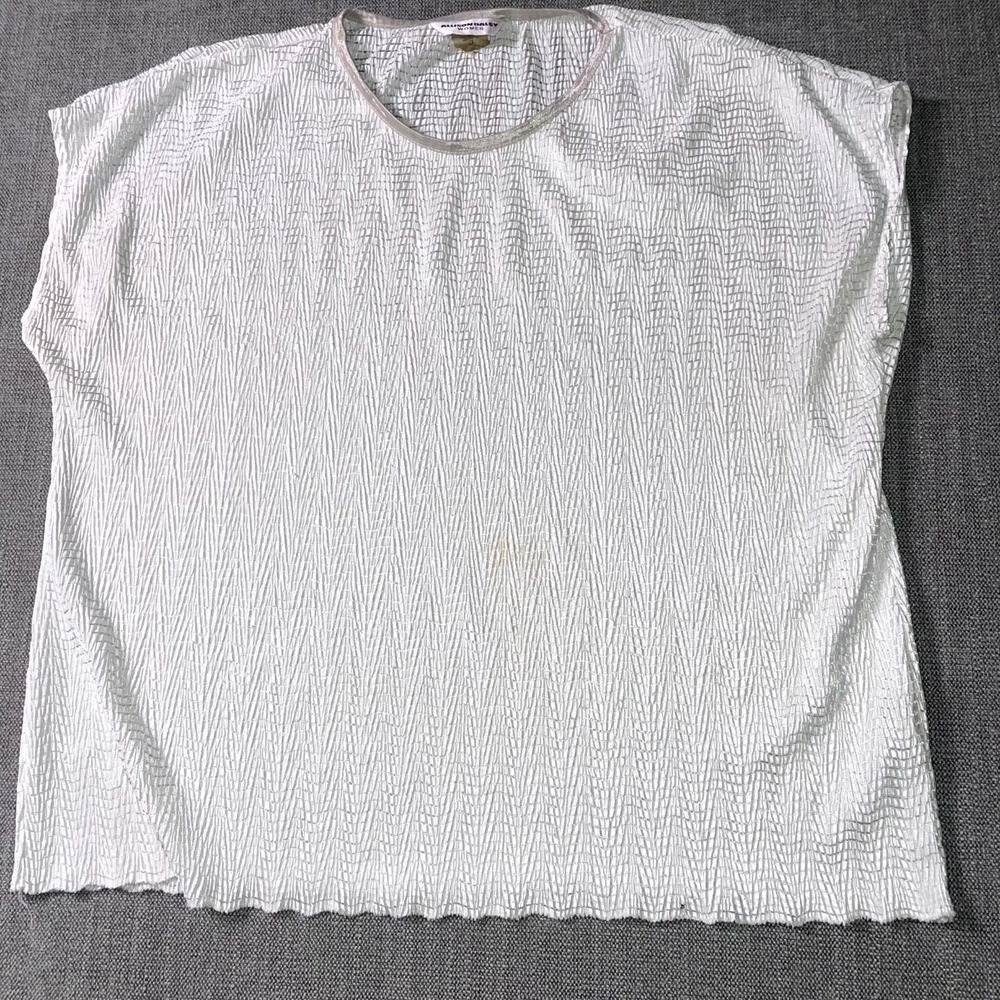 Allison‎ Daley Blouse Top Womens 2X White Textured Crinkled Fabric Crew Neck